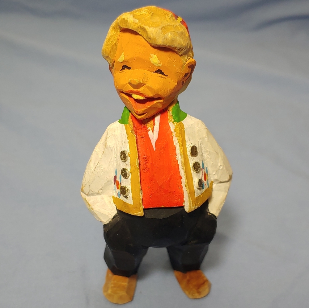*SOLD* Vintage Henning Norway Hand Carved Wooden Boy/Man 5" 